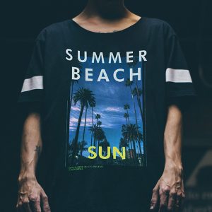 Laser-Dark (No-Cut) LowTemp design on a Black Tshirt - Summer Beach vibes tshirt design